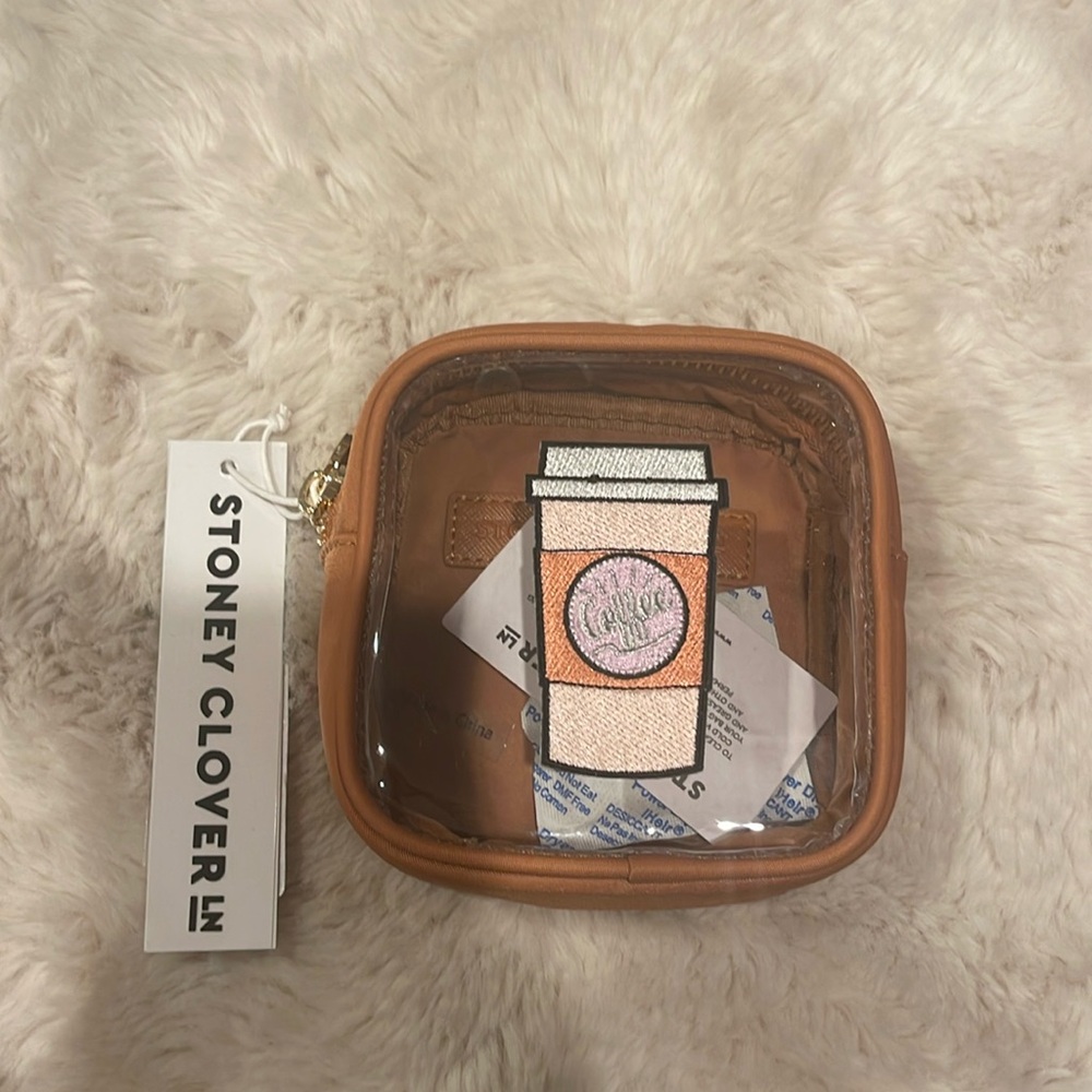 Camel mini pouch with rare patch stick on